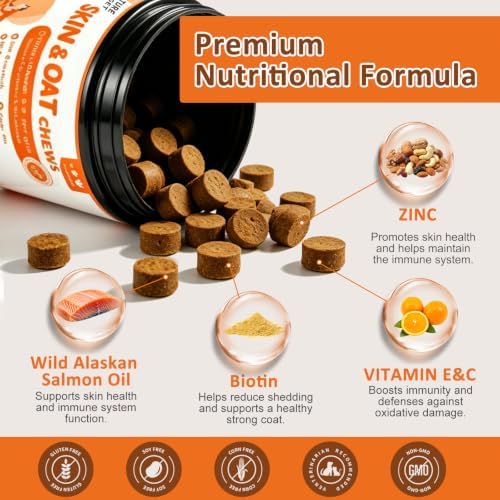 NATURE TARGET Omega 3 Salmon Oil for Dogs, Salmon Flavor, 120 Soft Chews