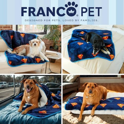 Superman DC Comics Waterproof Dog Bed Cover, Large 40x50 Pet Blanket for Furniture Bed Couch Sofa, (Officially Licensed) by Franco