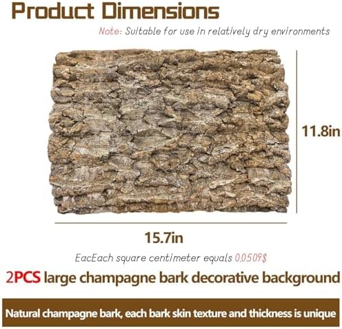 Hamiledyi 2PCS Cork Terrarium Background 15.7 x 11.8in Natural Cork Large Bark Backdrop Reptile Climbing Mat Habitat Decor Accessories for Beared Dragon Lizard Gecko Spider Chameleon Tortoise