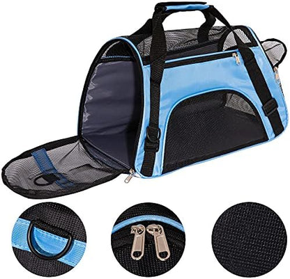 MuchL Pet Carrier Cat Cattier Soft-Sided Carriers for Small Medium Cats Dogs Puppies Pet Carrier Airline Approved Cat Dog Pet Travel Carrier (Medium, Blue)