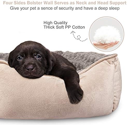 JOEJOY Rectangle Dog Bed for Large Medium Small Dogs - Washable Orthopedic Sofa Bed, Soft Breathable Puppy & Pet Cuddler, Durable Calming Dog Bed with Anti-Slip Bottom, Multiple Sizes, Beige
