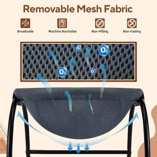 LIFLIX Raised Cat Hammock Bed, Standing Cat Cot with Washable Mesh, Pet Bed for for Kittens,Dark Blue