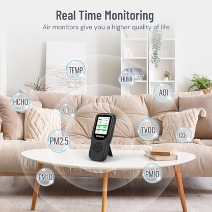 LifeBasis Air Quality Monitor Indoor, 11-in-1 Air Quality Detector