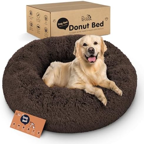 Calming Donut Dog Bed for Small Dogs, Round Dog Bed for Medium & Large Dogs