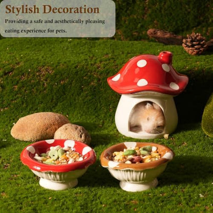 2 Pack Ceramic Hamster Food Bowl Anti-Tip Chew-Proof Water Dish