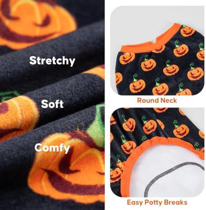 KYEESE Halloween Dog Pajamas for Small Dog Velvet Onesie with Pumpkin Print