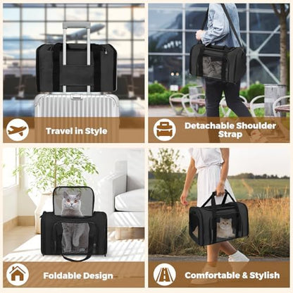 Large Cat Carrier Soft Up to 28 Lbs, Breathable Pet Bag with Steel Frame