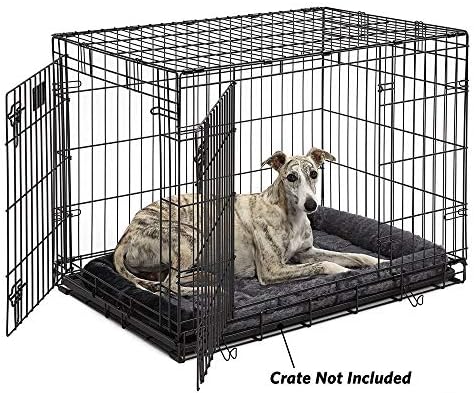 MidWest Homes for Pets QuietTime Dog Bed – Gray Faux Fur Bolster, Ultra-Soft and Machine Washable, Fits 36-Inch Crates and Carriers, for Medium to Large Breed Dogs
