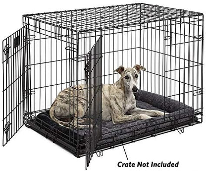 MidWest Homes for Pets QuietTime Dog Bed – Gray Faux Fur Bolster, Ultra-Soft and Machine Washable, Fits 36-Inch Crates and Carriers, for Medium to Large Breed Dogs