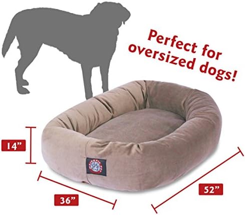 Majestic Pet Suede Calming Dog Bed, 52 Inch X-Large, Round, Washable, Stone