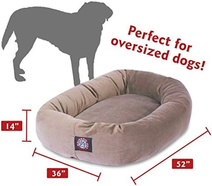 Majestic Pet Suede Calming Dog Bed, 52 Inch X-Large, Round, Washable, Stone