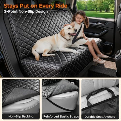 URPOWER Dog Car Seat Cover for Back Seat, Waterproof PU Leather