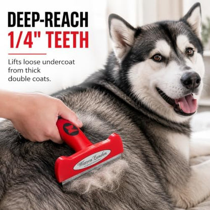 Warren London Deshedding Brush for Large Long Hair Dogs, 4 Inch