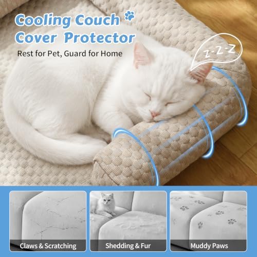 Cooling Pet Bed Mats with Neck & Head Support, 31.5 x 23.62 inch Khaki