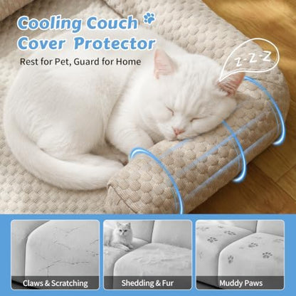 Cooling Pet Bed Mats with Neck & Head Support, 31.5 x 23.62 inch Khaki