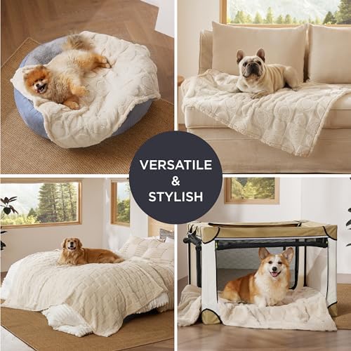 Bedsure Ultra Soft Dog Blankets for Large Dogs 300GSM Fleece, 50x60 White