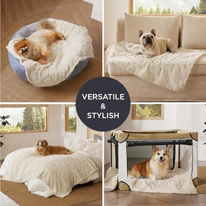 Bedsure Ultra Soft Dog Blankets for Large Dogs 300GSM Fleece, 50x60 White