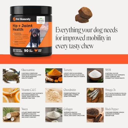 Pet Honesty Vet Recommended Hip and Joint Supplement for Dogs, 90 Count
