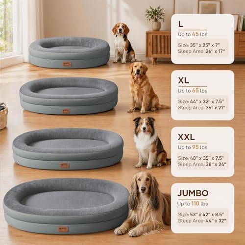 Waterproof Orthopedic Dog Bed for Medium Dogs, Grey