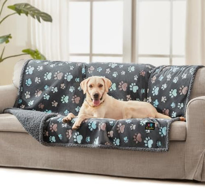 Luciphia Waterproof Dog Blanket Reversible Sherpa Fleece for Large Dogs Cat