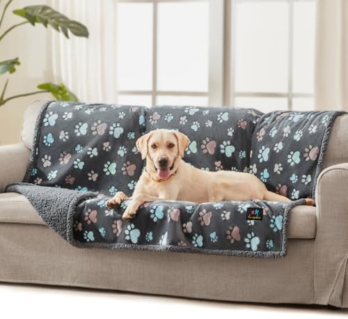 Luciphia Waterproof Dog Blanket Reversible Sherpa Fleece for Large Dogs Cat