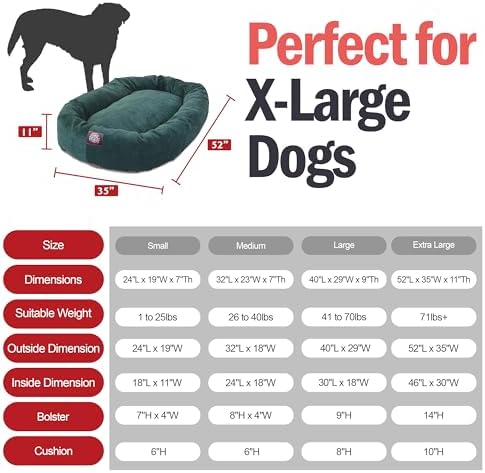 Majestic Pet Micro Velvet Dog Bed, 52 Inch X-Large, Round, Washable, Marine