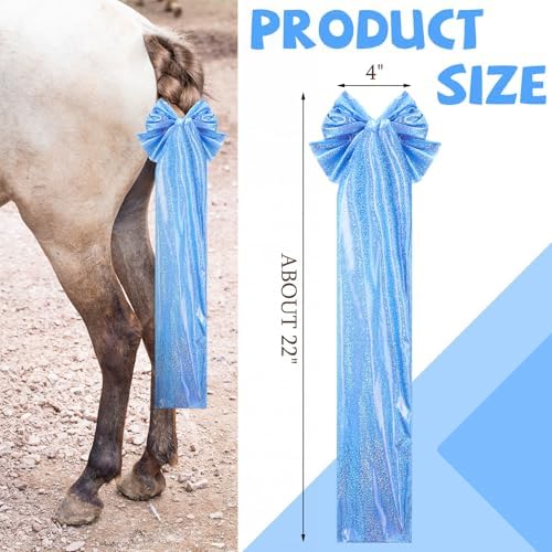 Huhumy 6 Pcs Vibrant Tail Wrap for Horses Breathable Iridescent Horse Tail Bag Guard Slip on 2 Strand Closure Straps Grooming Supplies to Keep Clean from Dirt Breakage Rubbing 6 Designs
