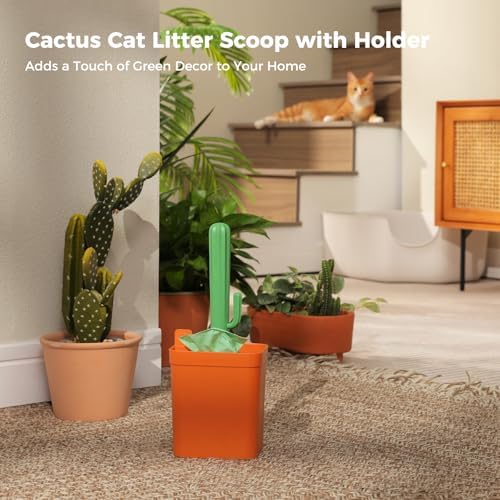MUTTROS Cactus Cat Litter Scoop with Holder, Green