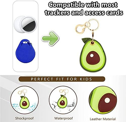 BORKUANA PU Leather Keychain Holder Protective Case Compatible with AirTag