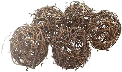 emours Willow Branch Rattan Ball Chew Toys for Small Animals Rabbits Guinea Pigs Chinchillas Pet Rats 5Pcs