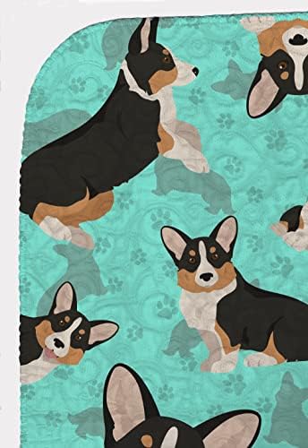 Caroline's Treasures MLM1026LQB Tricolor Cardigan Corgi Quilted Blanket 50x60 Artwork Pattern Quilted Throw Blanket for Bed, Couch, Sofa, Soft and Lightweight