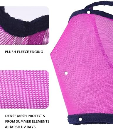 Harrison Howard All Round Mesh Horse Fly Mask UV Protective with Fleece Padded Edging Purple XL