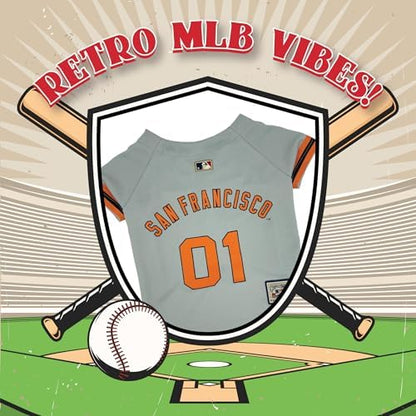 MLB SAN Francisco Giants Vintage Throwback Jersey for Dogs & Cats in Team Color. Comfortable Polycotton Material, Extra Large