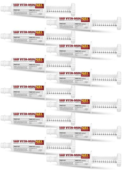 Jeffers Vita-Min Gel for Livestock & Horses – Multivitamin & Mineral Supplement with Selenium, Zinc, Potassium & Turmeric – Easy Oral Gel for Cattle, Goats, Sheep & Pig – 60 CC Tube - 12 Pack