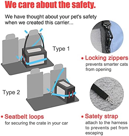 Prutapet Large Cat Carrier 24"x16.5"x16.5" Soft-Sided Portable Pet Crate for Car Traveling with Collapsible Litter Box and Bowl