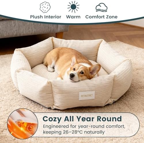 Pet Bed for Cats and Medium Dogs, 30" Large Cat Bed, White