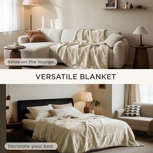 gogobunny Waterproof Blanket for Bed Couch, Sherpa Fleece Throw, 50x60