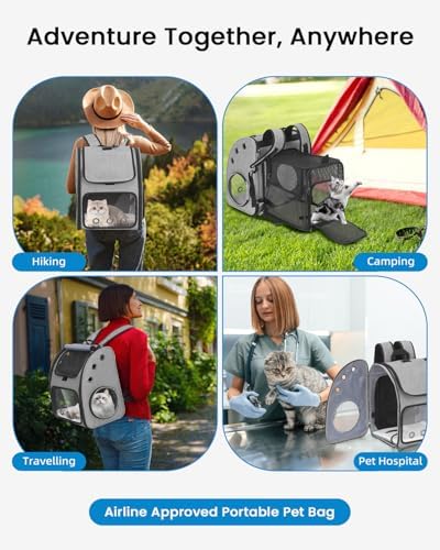 Expandable Cat Backpack Carrier for Small Cats/Dogs Airline Approved