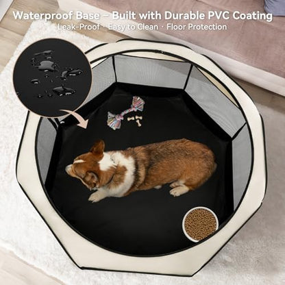 A 4 Pet 50.39-in Dog Playpen, Small Dogs & Puppies, Grey+Beige