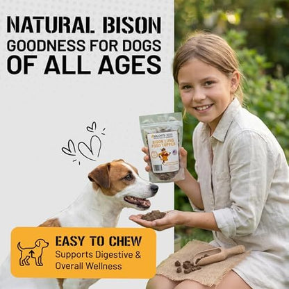 Dog Chits Bison Lung Food Topper for Dogs & Puppies - Single Ingredient, High Protein, Grain Free & Easy to Digest - Natural Dog Treats for Picky Eaters - Sprinkle on Food - Made in USA - 7 oz