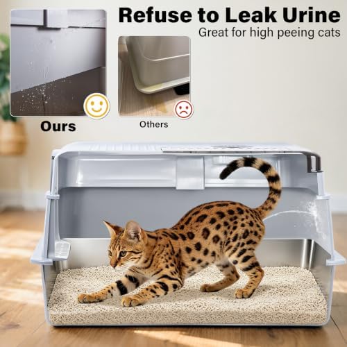 Stainless Steel Litter BoxWith Lid,XXXL Metal Litter Box