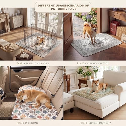 Washable Pee Pads for Dogs,Great Urine Absorbent Reusable Puppy Training Pads,Waterproof,Leak-Proof & Non-Slip Potty Pads for Whelping,Crate,Playpen,Bed.(Gray Floral,18"x24")