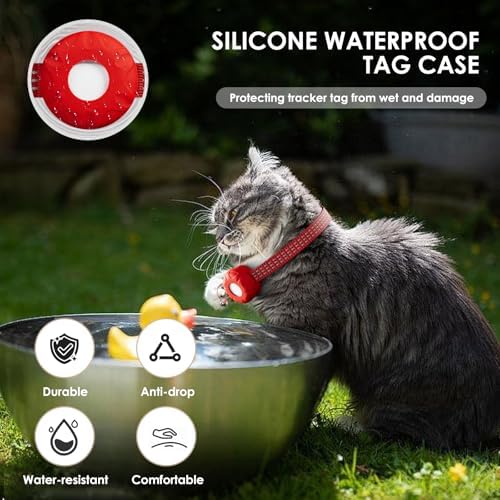 GPS Tracker for Cats-No Monthly Fee Cat Tracker,Compatible with Apple Find My App (Only iOS), Waterproof Pet Tracker,Real-Time Cat Collar for Pets,Kids,Luggage & Assets | 367-Day Battery Life|(Red)