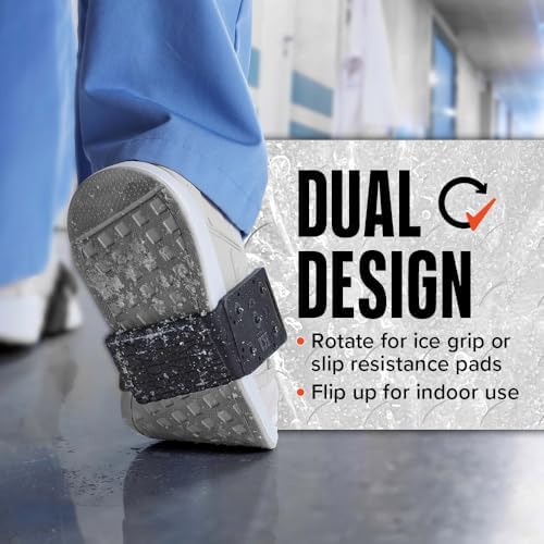 K1 Mid-Sole Ice Cleats - Rotatable Traction Aids For Flat Shoes - Indoor/Outdoor, Climbing, Driving - Slim Profile - Black