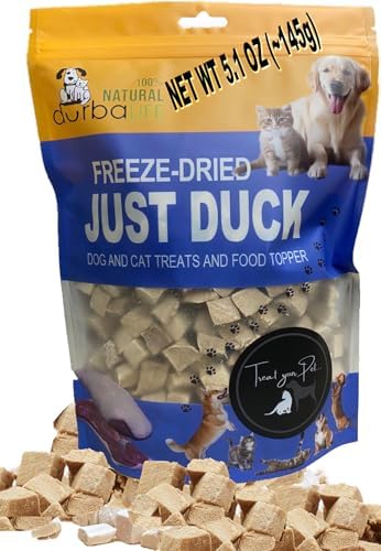 Freeze Dried Super Booster Duck Bites for Dogs & Cats - Grain-Free, Protein-Packed Training Treats, Great Food Topper for Picky Eaters & Pets with Allergies (5.1 oz (~145g), JUST DUCK (Large Pack))