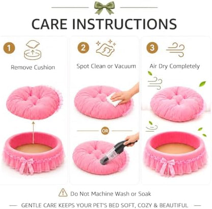 Pink Dog Bed Washable Princess Cat Couch Soft Plush Pet Sofa Nest Mat Snuggle Kitten Puppy Cave Beds Cute Cozy Kitten Doggy Kennel Cushion Small Medium Dogs Cats Sleeping Pad (L, Pink)