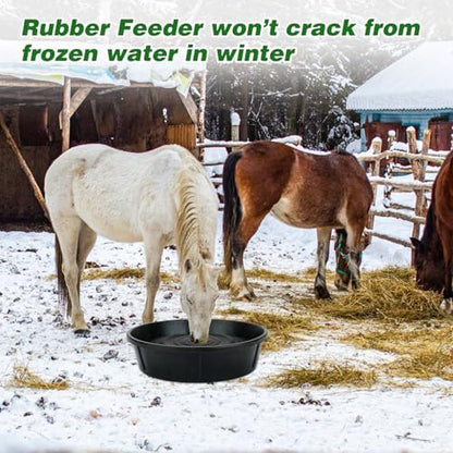 3Pcs Heavy Duty Rubber Feed Pan, 12Q/3Gal Horse Feed Bucket