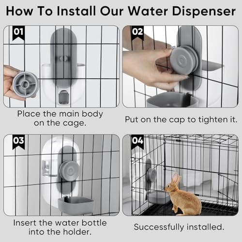 Lemtrflo 28oz Rabbit Water Bottle Dispenser, Bunny Cage Water Bowl
