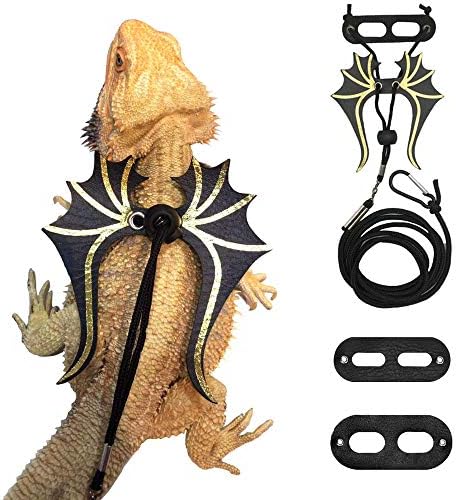 ADOGGYGO Bearded Dragon Leash Harness Set, 3 Size Harness, Dinosaur Wing