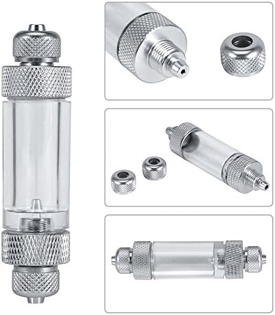 CO2 Bubble Counter, Double Head Built in Check Valve Bubble Counting Tool for Aquarium Fish Tank Aluminum Alloy Acrylic Silver 8.2 x 2cm 1 Pack